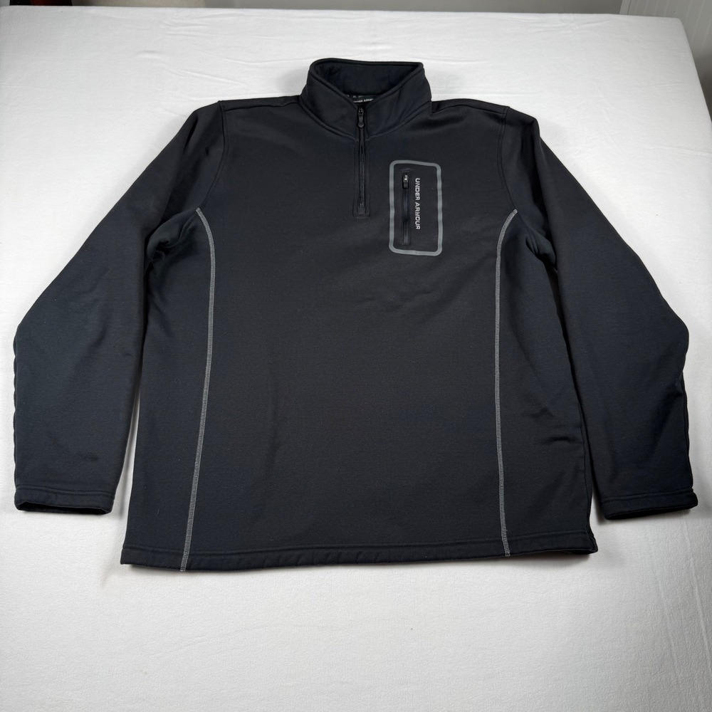 Under Armour Quarter Zip Pullover XL Black Athleisure Fleece Lined Techwear‎